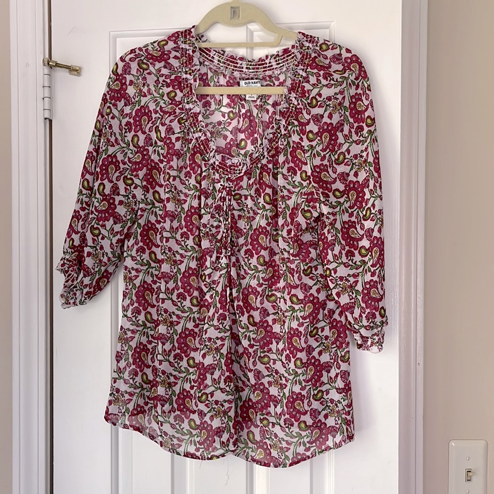 Old Navy Size L Paisley 3/4 Sleeve Blouse